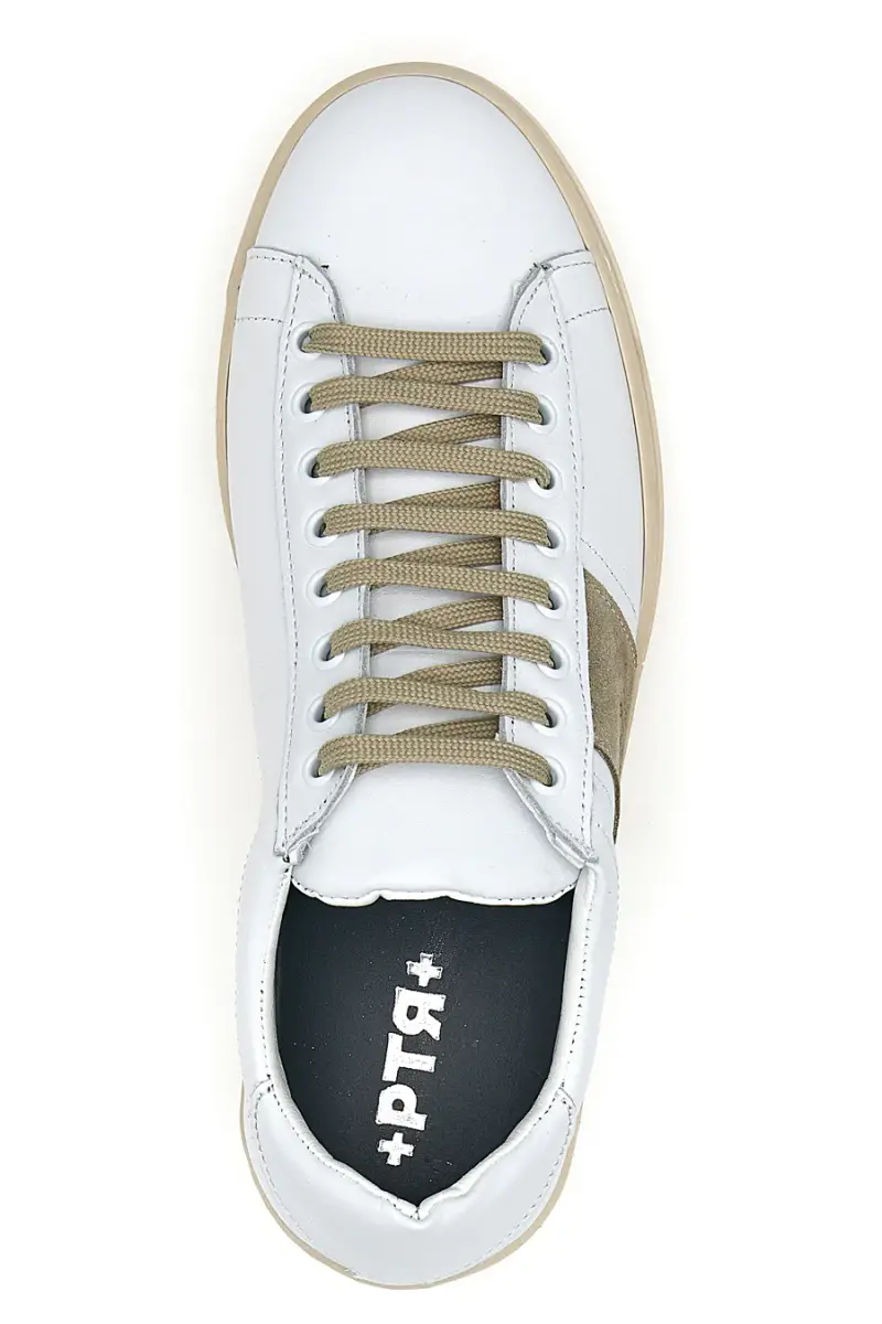 Sneakers bianche in vera pelle con inserti beige PTR 3000 [BIANCO miniatura 3