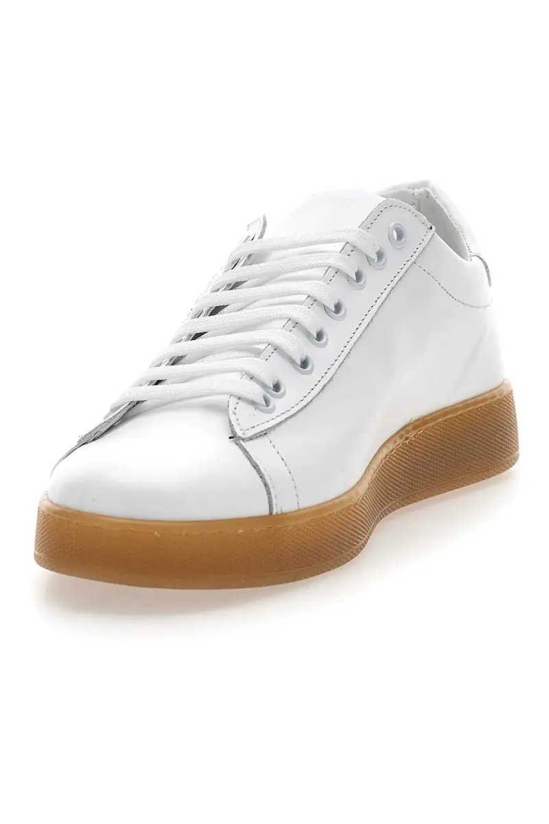 Sneakers da uomo bianco in pelle con suola gum Ptr 3000 [BIANCO] miniatura 3