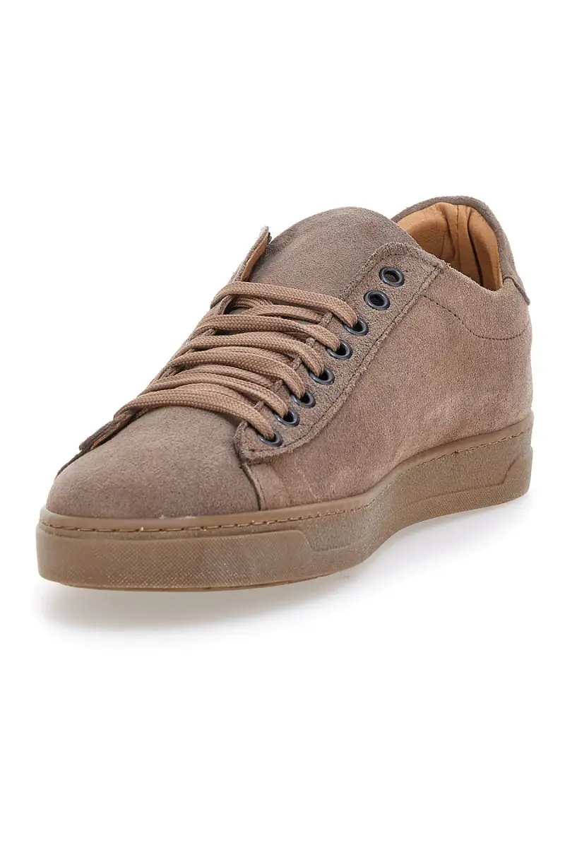 Sneakers marroni in suede Made in Italy PTR 3021 [TAUPE] miniatura 3