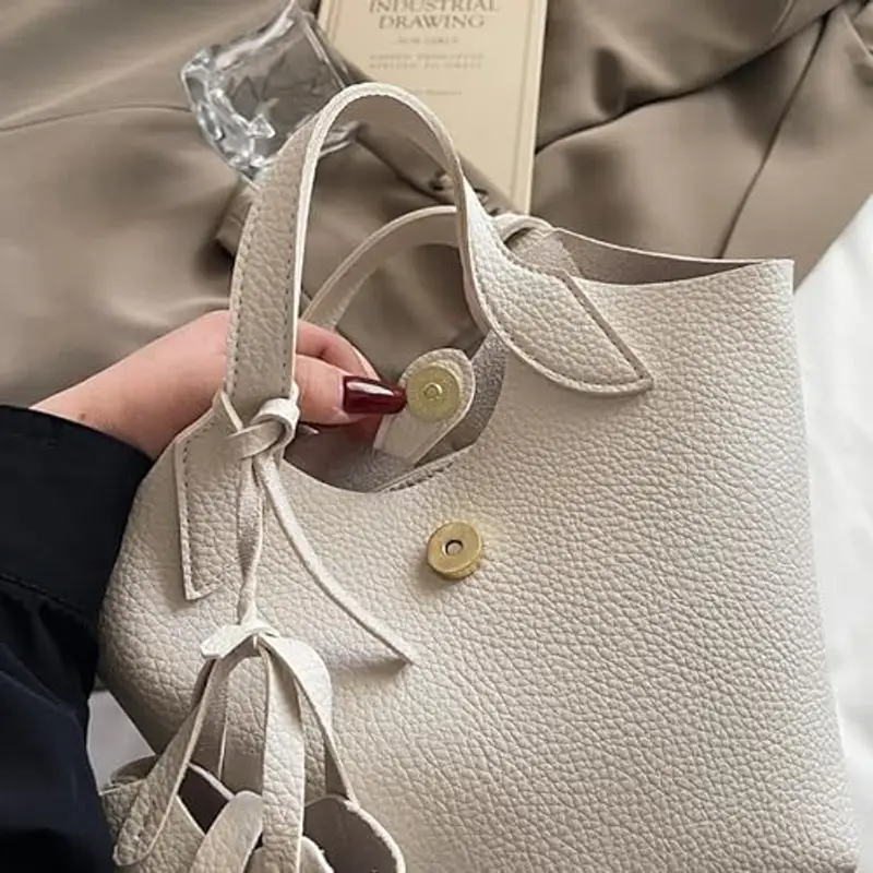 PU PETTURA PETTA BAG LICCHEE BASSO DEGLI BASSO CONSAMENTO CONTENE CON SUSSE (BIANCO) miniatura 3