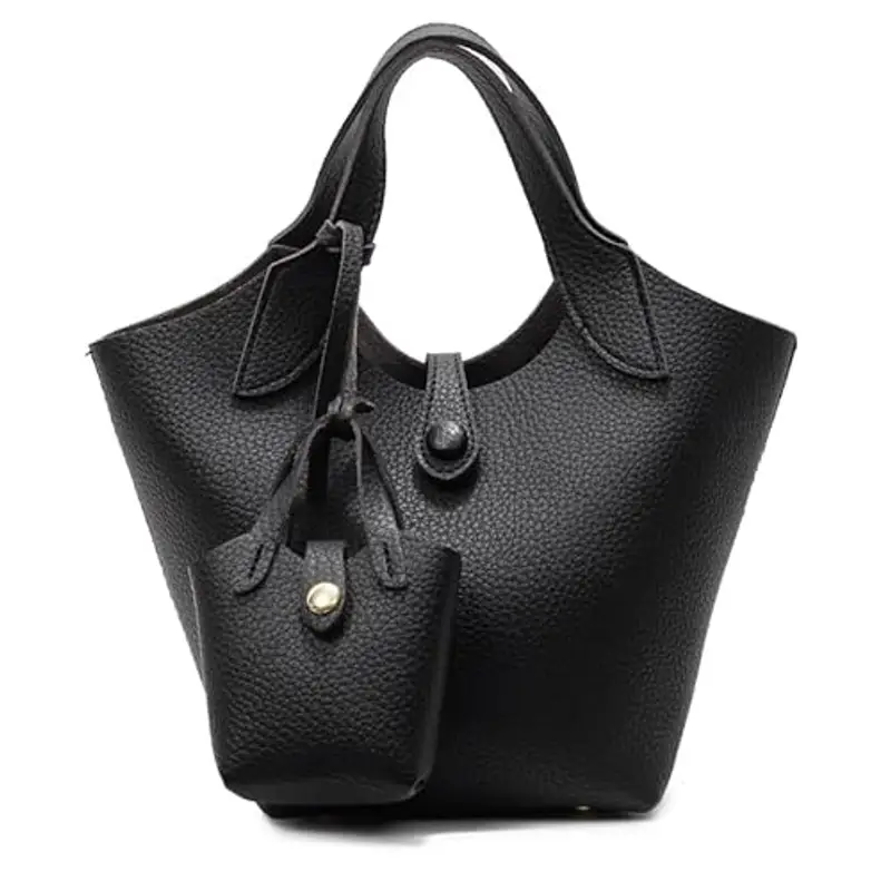 PU PETTURA PETTA BAG LICCHEE BASSO DEGLI BASSO CONSAMENTO CONTENE CON SUSSE (NERO)