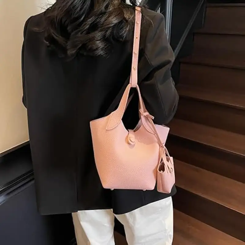 PU PETTURA PETTA BAG LICCHEE BASSO DEGLI BASSO CONSAMENTO CONTENE CON SUSSE (ROSA) miniatura 2