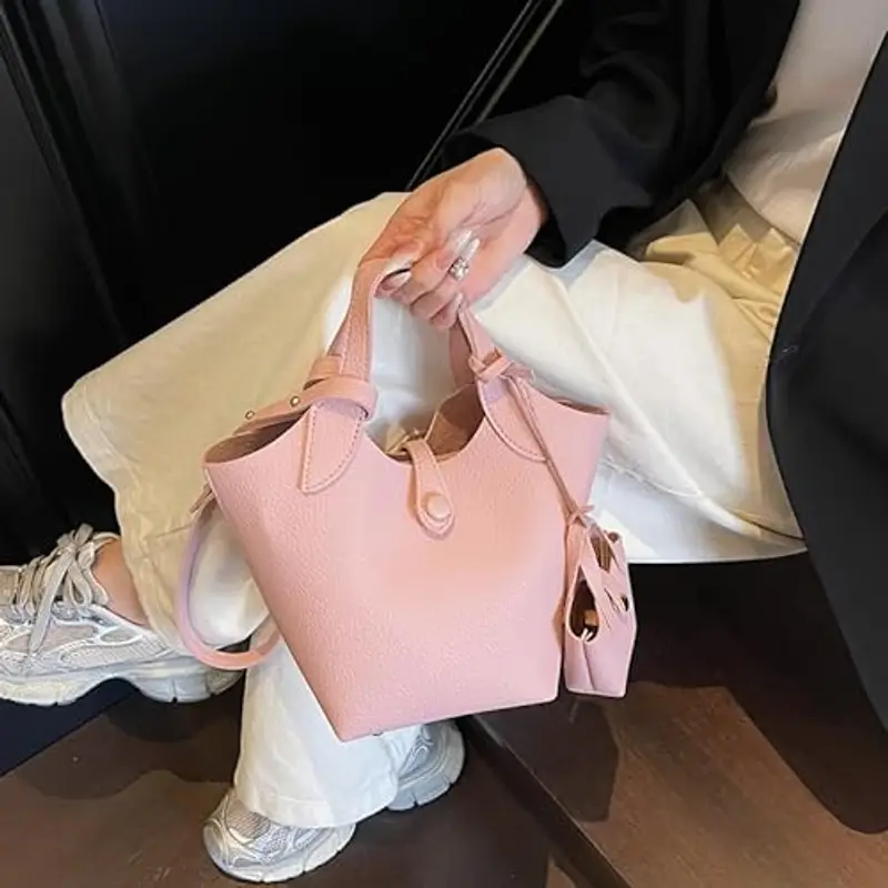 PU PETTURA PETTA BAG LICCHEE BASSO DEGLI BASSO CONSAMENTO CONTENE CON SUSSE (ROSA) miniatura 3