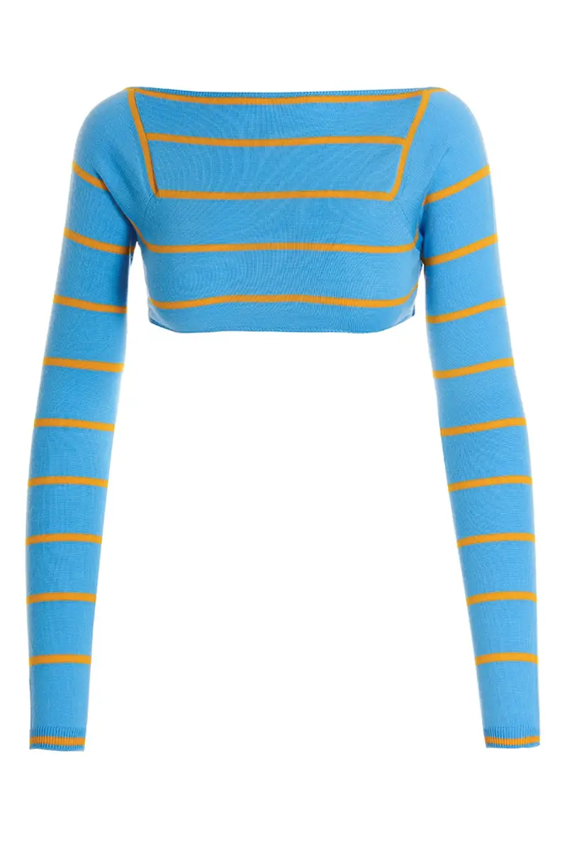 Maglia Cropped Cut Out Azzurro