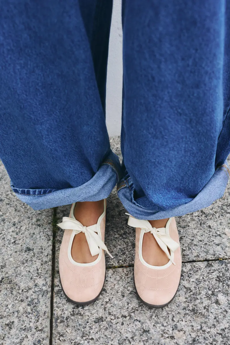 Ballerine Sportive Con Fiocco Rosa