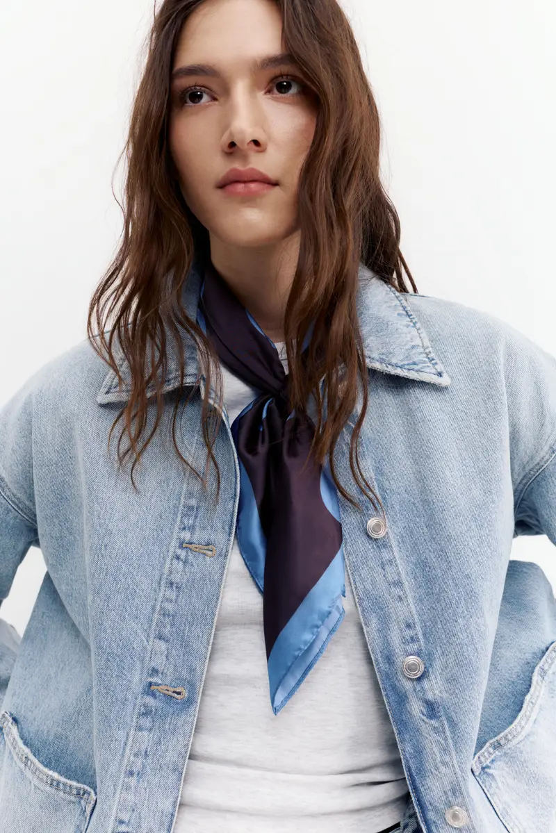 Bandana Satinata A Pois Azzurro miniatura 2