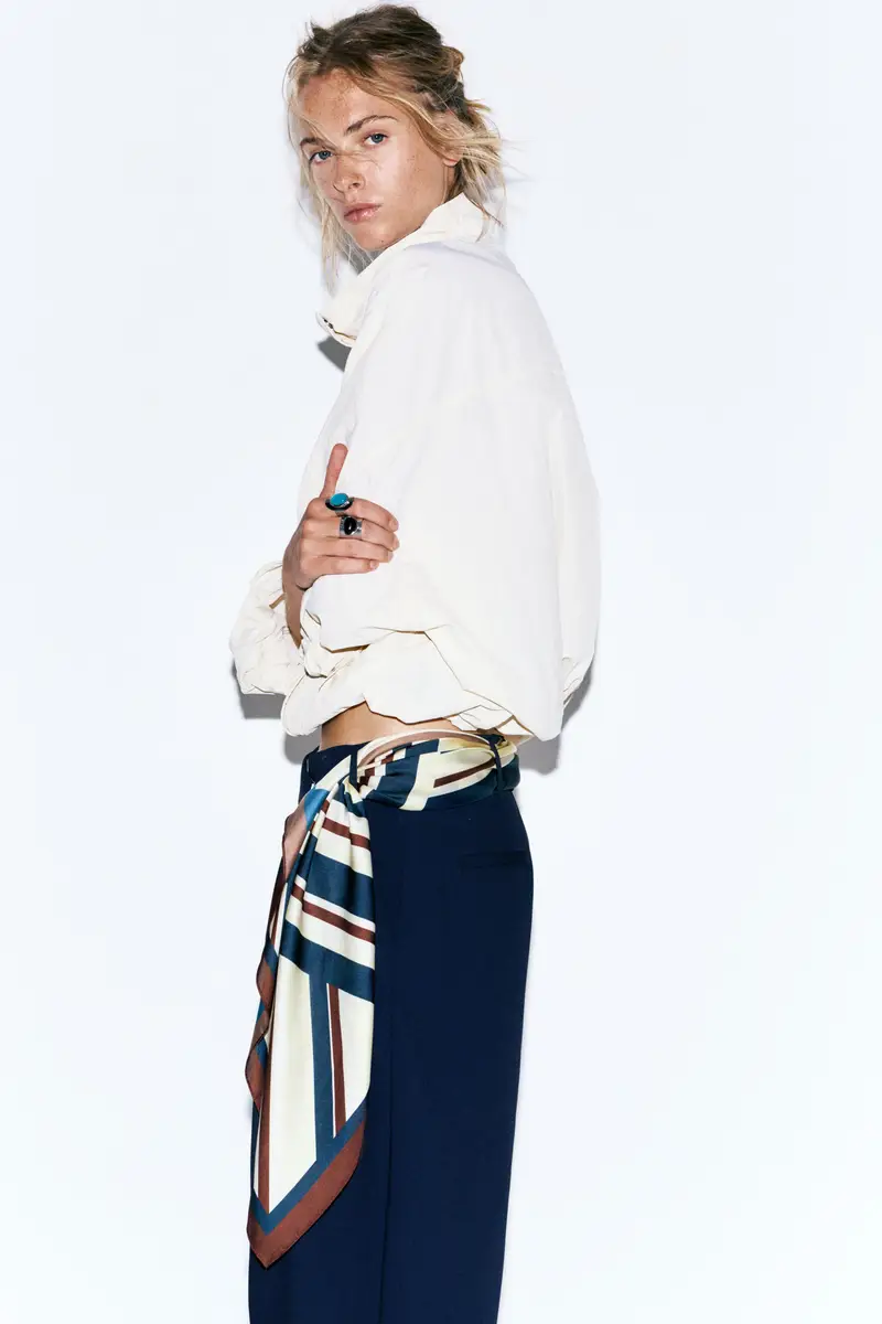 Bandana Satinata Stampa A Righe Granata chiaro miniatura 2