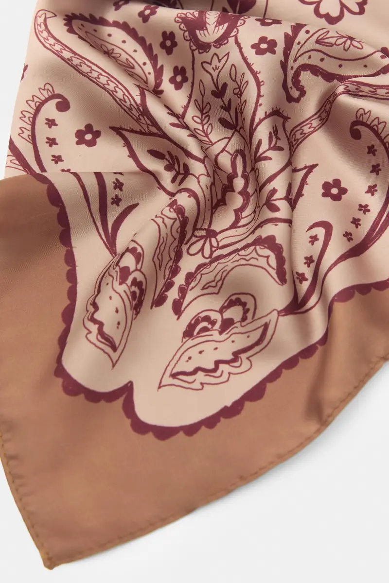 Bandana Satinata Stampa Fiori Rosa chiaro miniatura 3