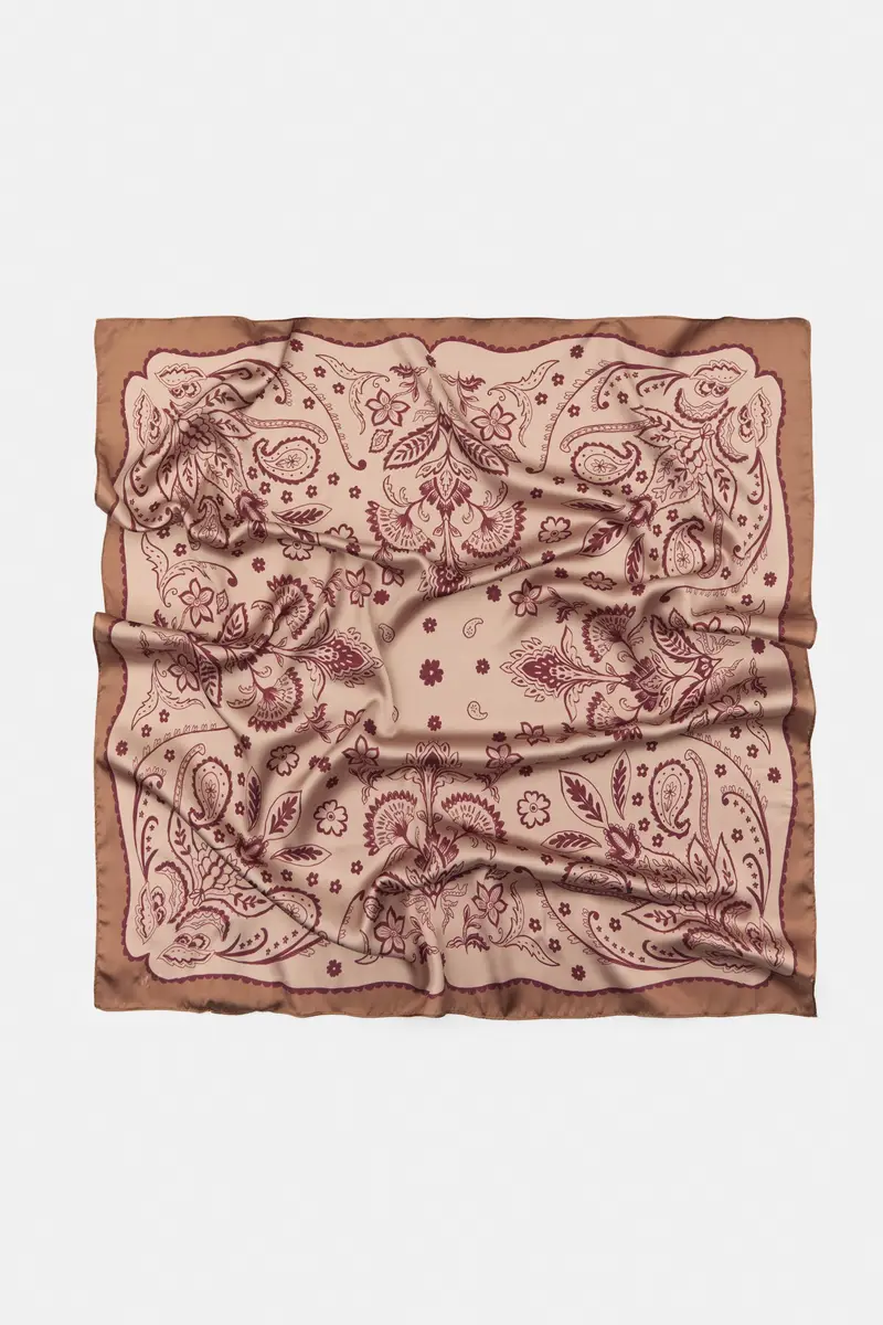 Bandana Satinata Stampa Fiori Rosa chiaro