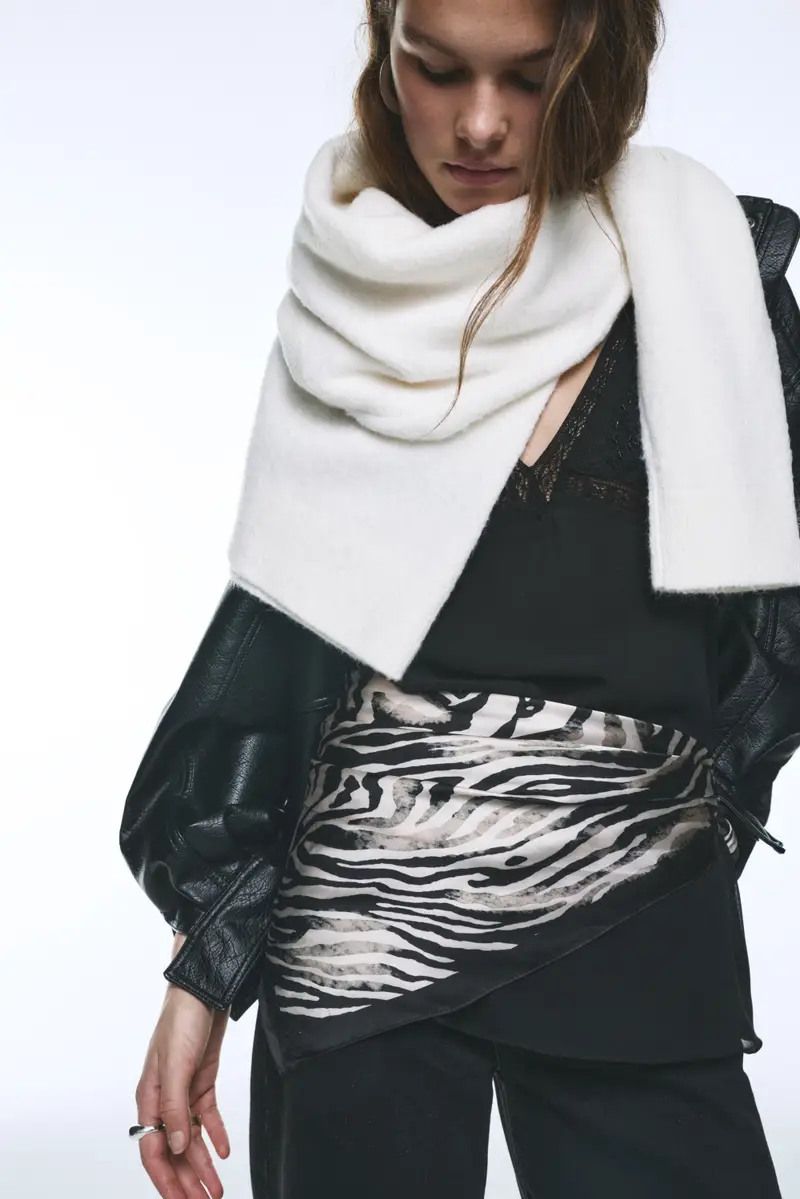 Bandana Satinata Stampa Zebrata Nero miniatura 2