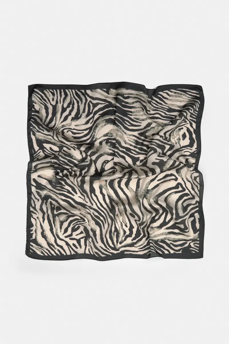 Bandana Satinata Stampa Zebrata Nero