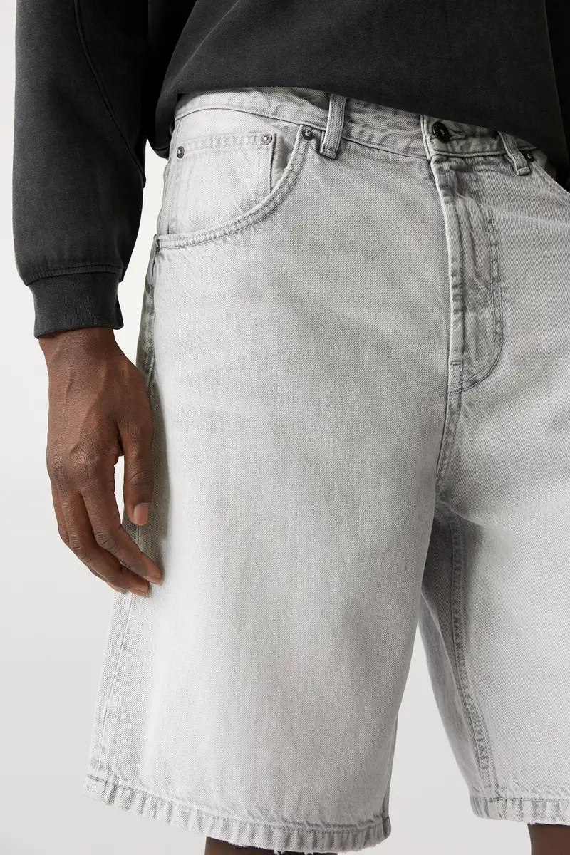 Bermuda Di Jeans Baggy Grigio oscuro miniatura 3