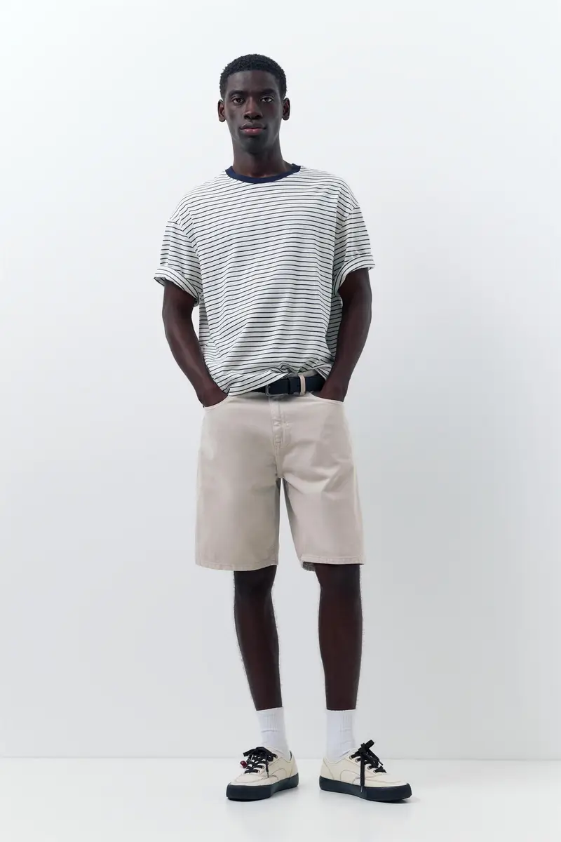 Bermuda In Jeans Standard Grigio chiaro miniatura 2