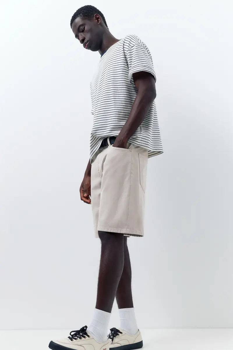 Bermuda In Jeans Standard Grigio chiaro