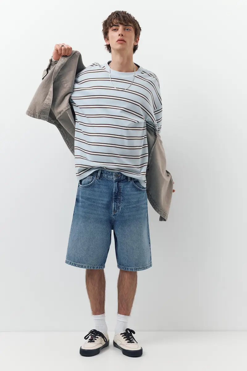 Bermuda Jeans Baggy Azzurro medio