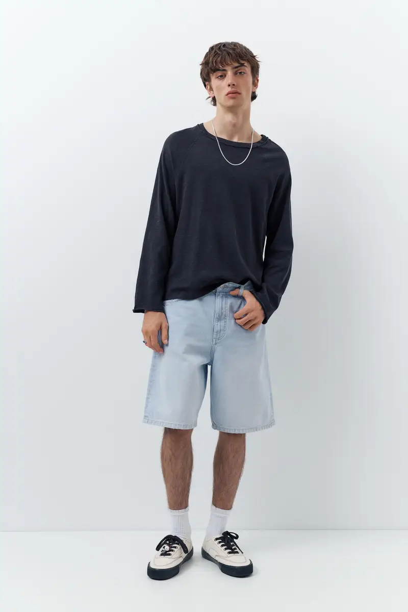 Bermuda Jeans Baggy Indigo chiaro