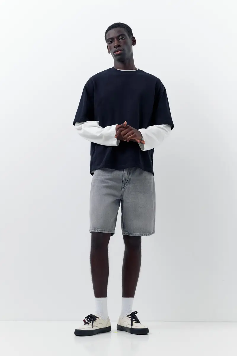 Bermuda Jeans Standard Grigio oscuro miniatura 2