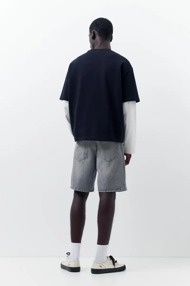 Bermuda Jeans Standard Grigio oscuro miniatura 3