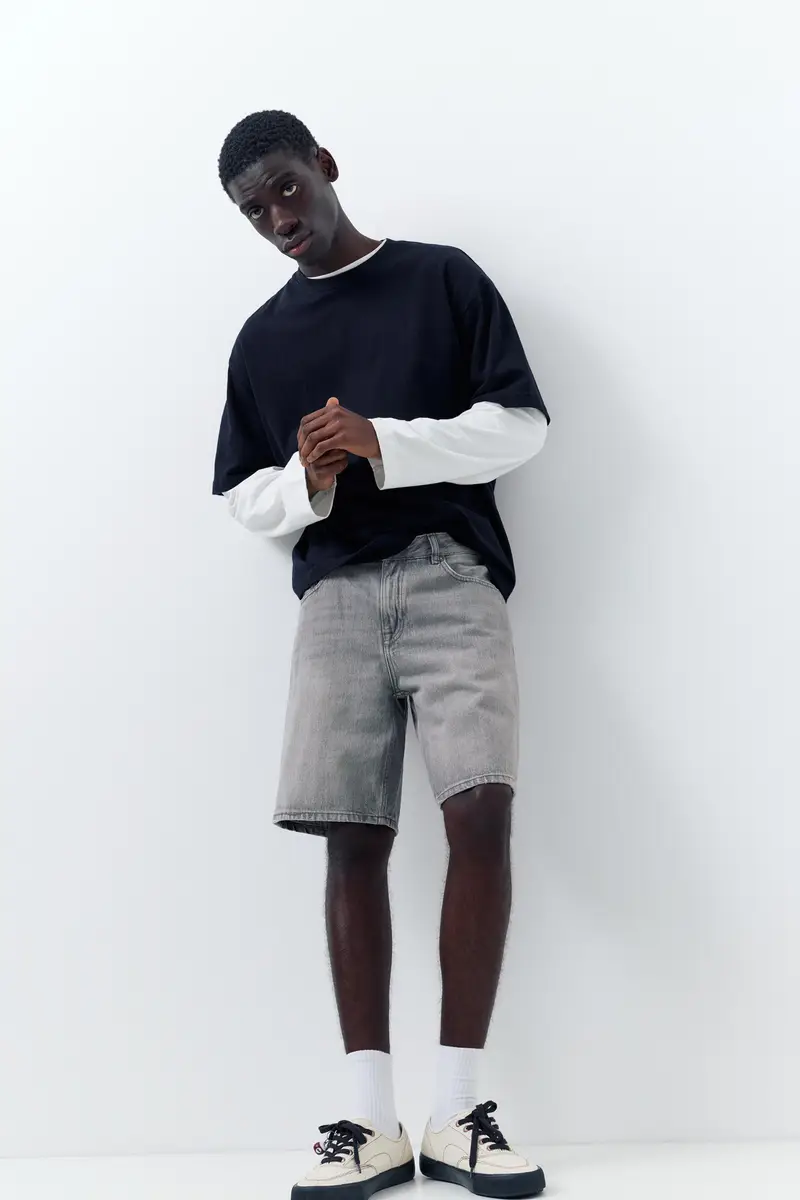 Bermuda Jeans Standard Grigio oscuro