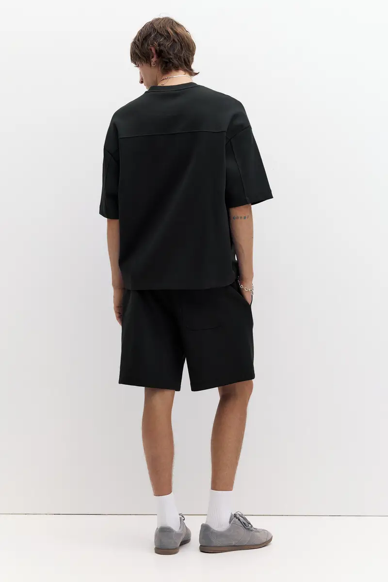 Bermuda Jogger In Interlock Nero miniatura 3