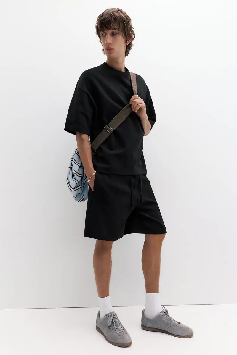 Bermuda Jogger In Interlock Nero