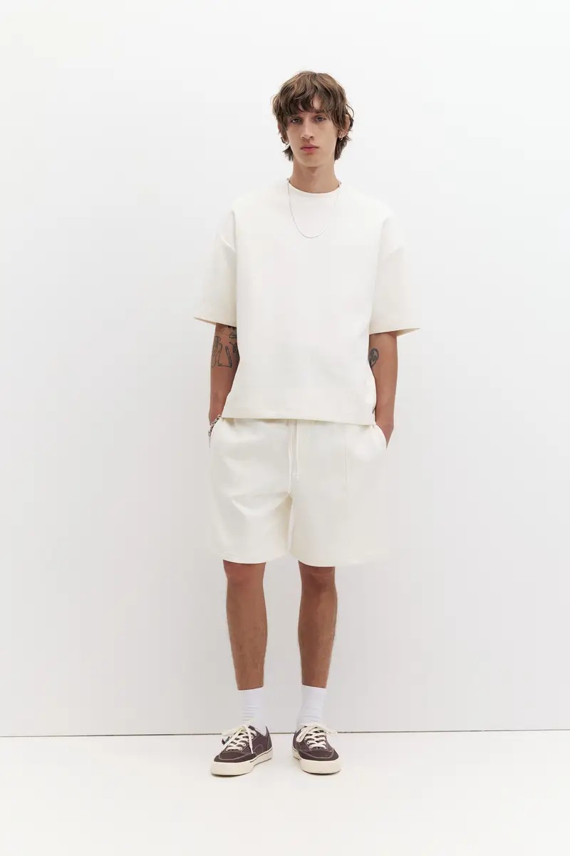 Bermuda Jogger Interlock Bianco rotto miniatura 2