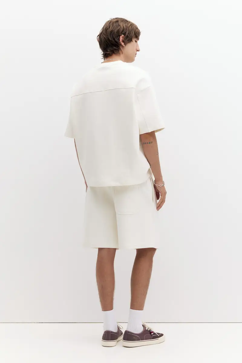 Bermuda Jogger Interlock Bianco rotto miniatura 3