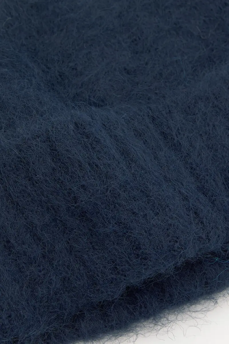 Berretto Beanie Corto In Maglia Azzurro oscuro miniatura 3