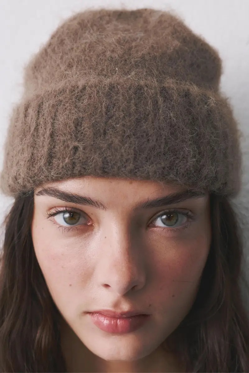 Berretto Beanie Corto In Maglia Cammello oscuro miniatura 2