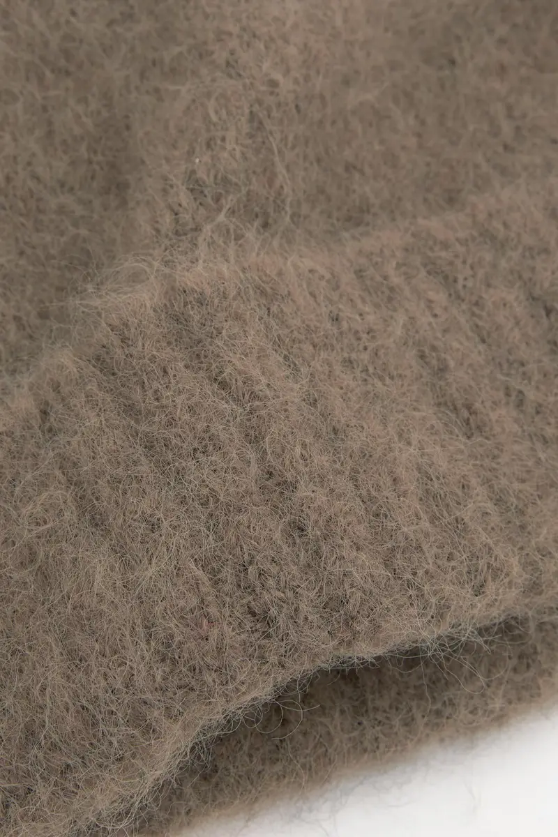 Berretto Beanie Corto In Maglia Cammello oscuro miniatura 3