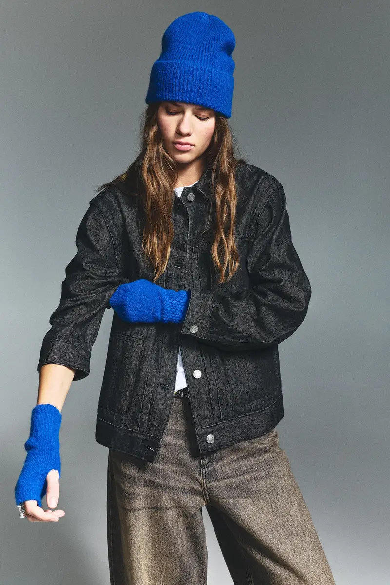 Berretto Beanie In Maglia Azzurro elettrico miniatura 2