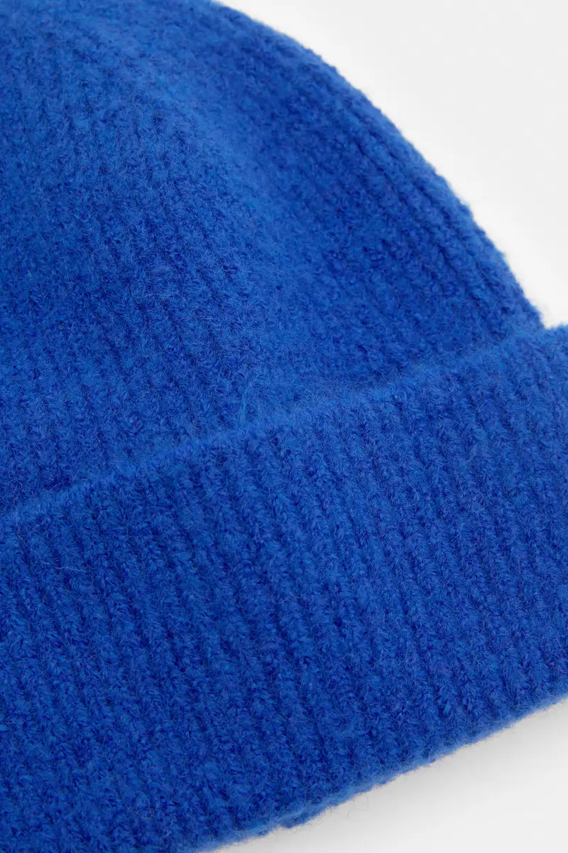 Berretto Beanie In Maglia Azzurro elettrico miniatura 3