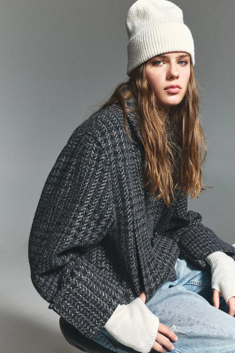 Berretto Beanie In Maglia Beige miniatura 2