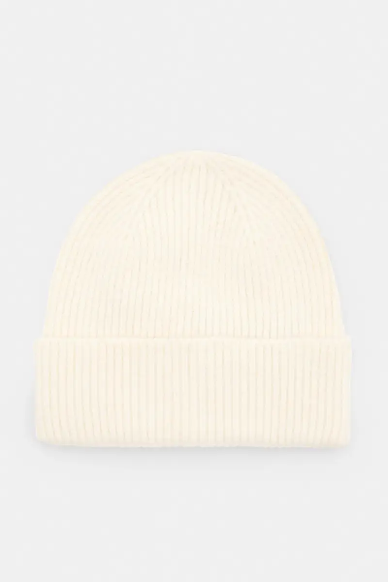 Berretto Beanie In Maglia Beige