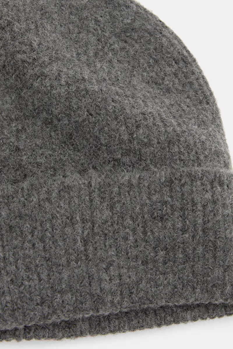 Berretto Beanie In Maglia Grigio antracite miniatura 3