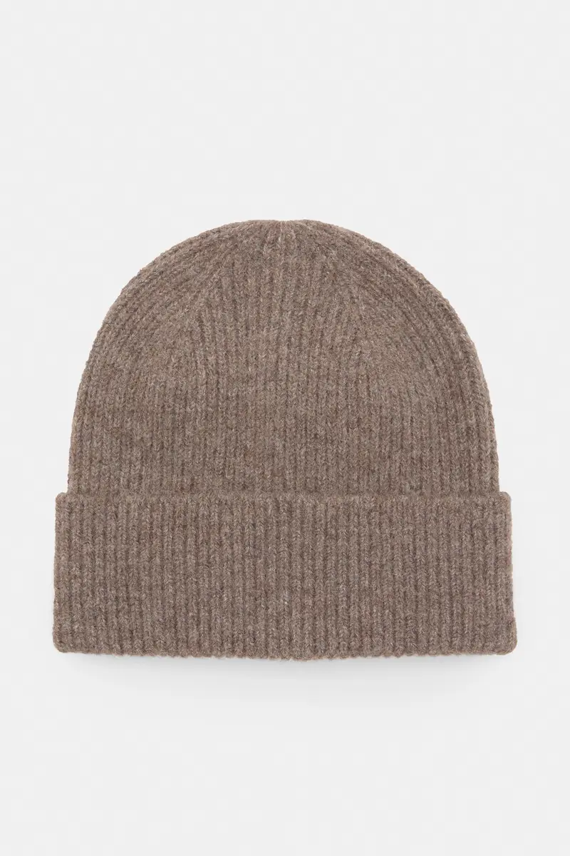 Berretto Beanie In Maglia Grigio topo