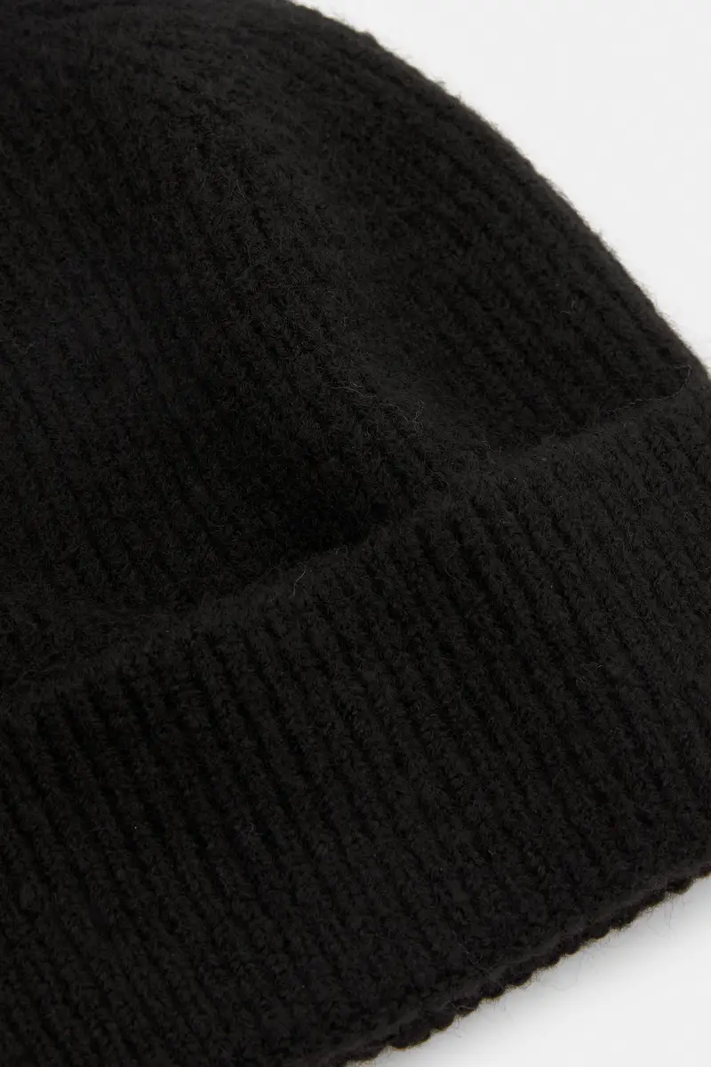Berretto Beanie In Maglia Nero miniatura 3