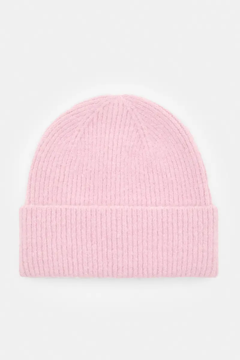 Berretto Beanie In Maglia Rosa