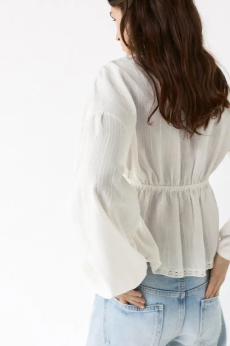 Blusa Bianca Ricamata Bianco miniatura 3