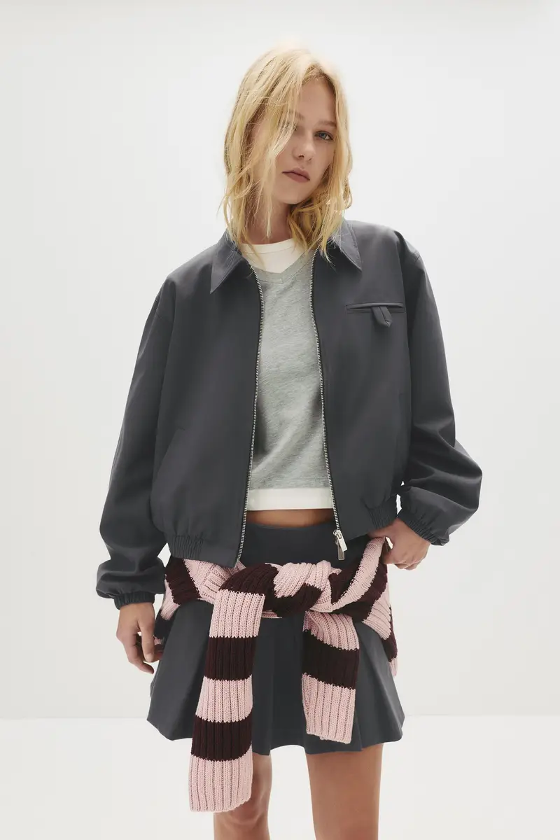 Bomber Con Cerniera Grigio antracite