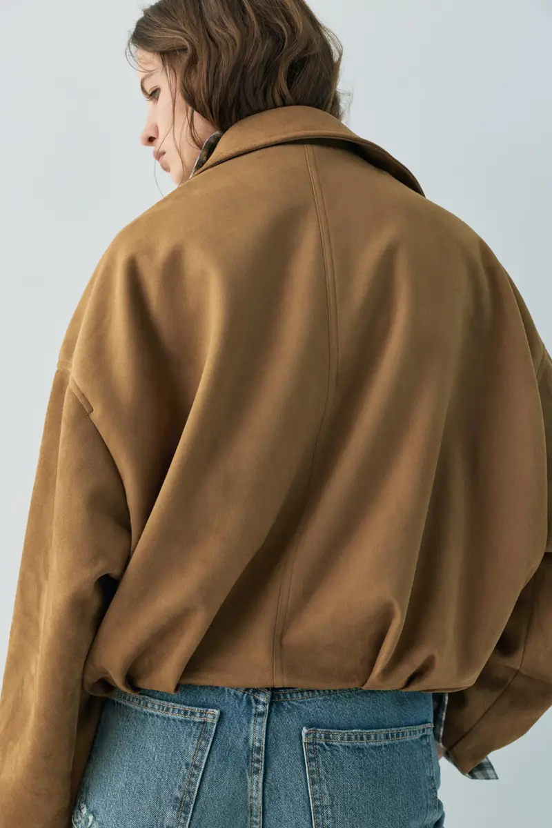 Bomber Effetto Camoscio Caramello miniatura 3