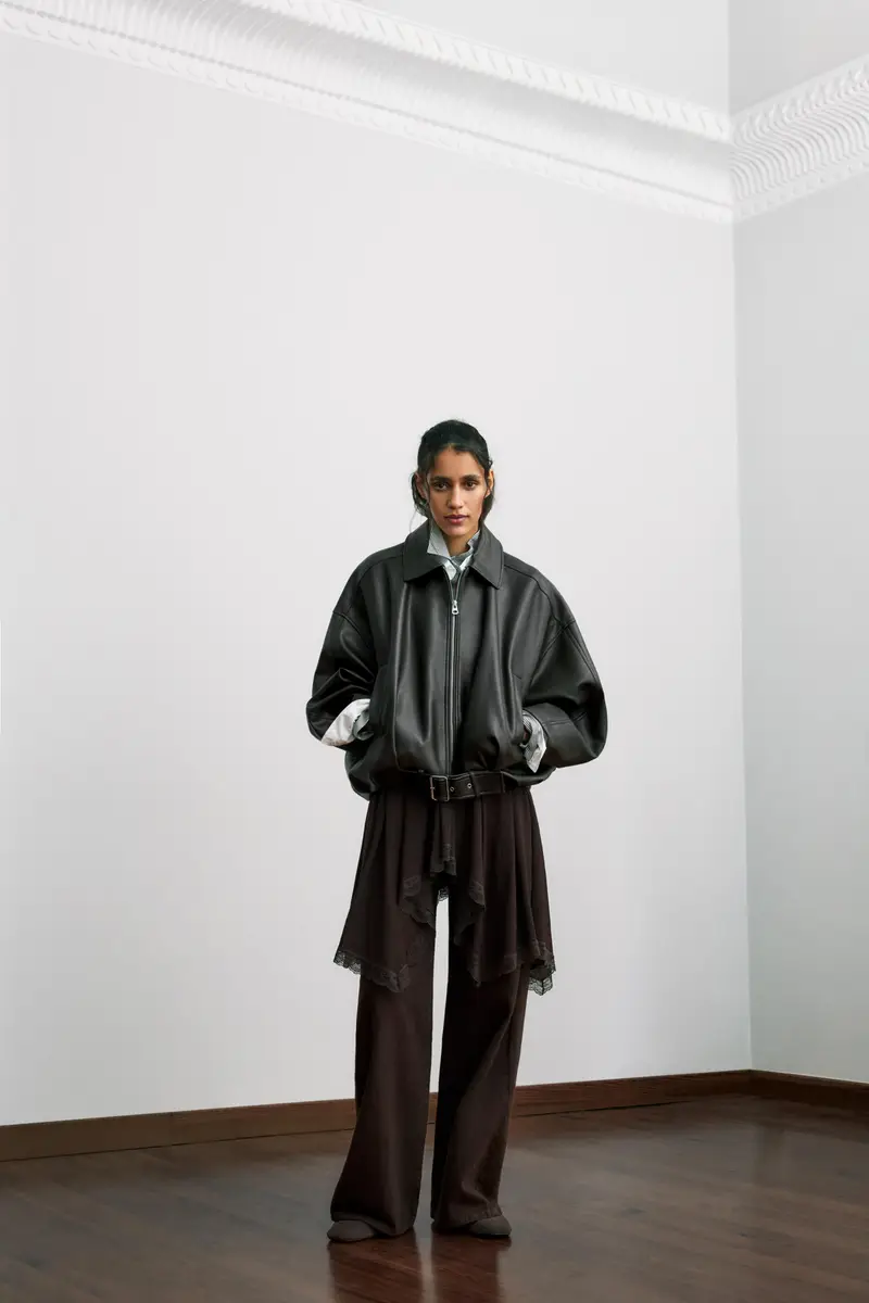 Bomber Finta Pelle Nero