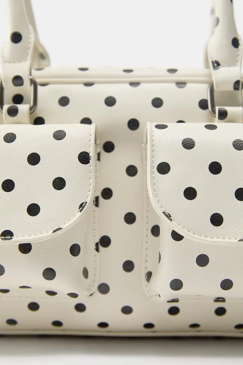 Borsa A Spalla A Pois Bianco miniatura 3