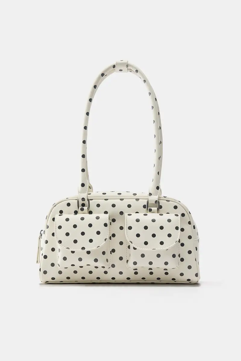 Borsa A Spalla A Pois Bianco