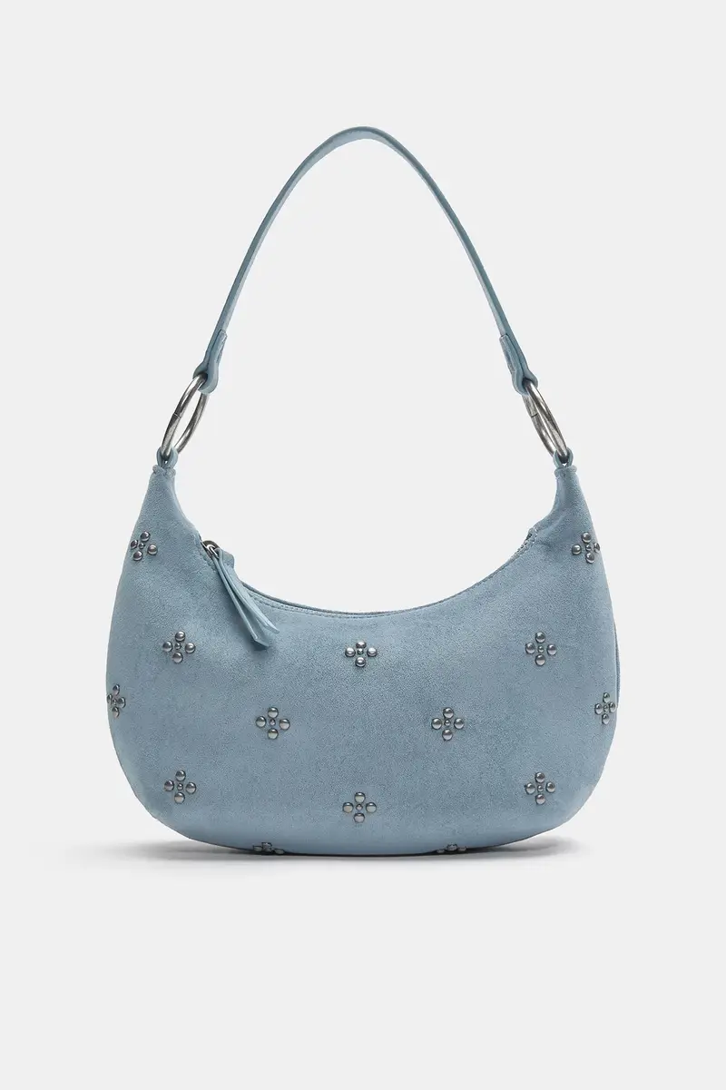 Borsa A Spalla Con Borchie Azzurro