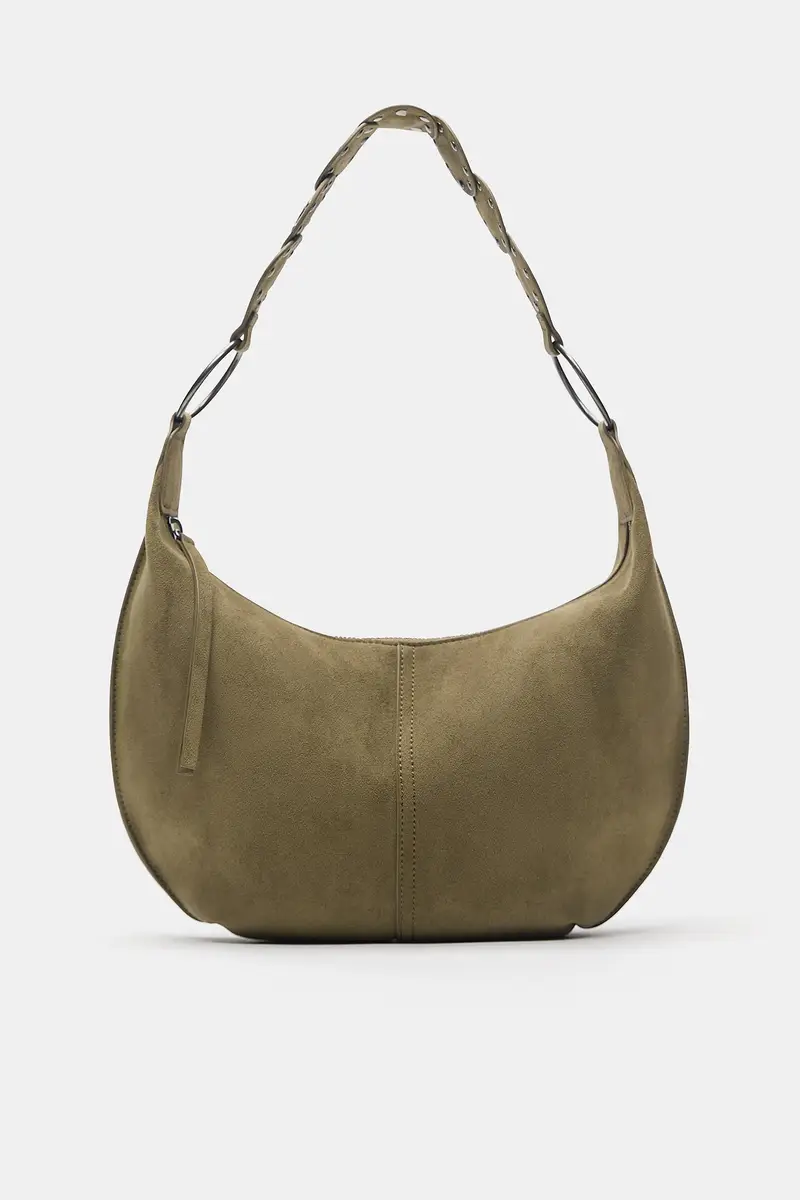 Borsa A Spalla Con Borchie Kaki miniatura 2