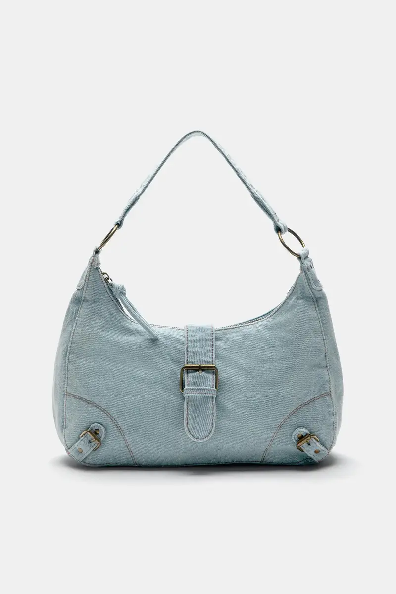 Borsa A Spalla Con Fibbie In Denim Jeans
