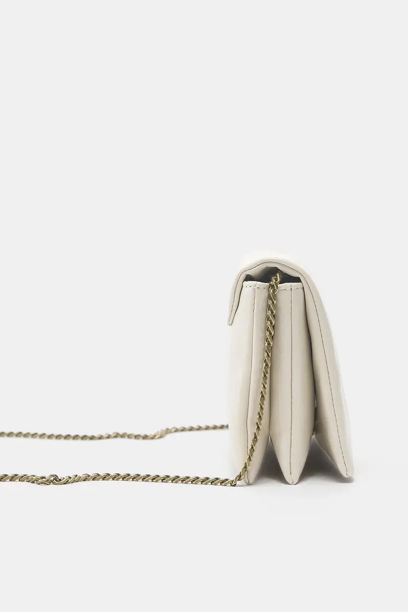 Borsa A Tracolla Con Cuciture Beige miniatura 2