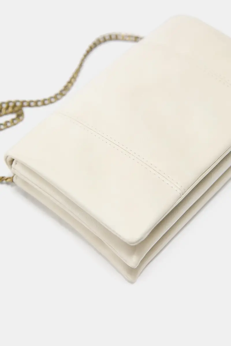 Borsa A Tracolla Con Cuciture Beige miniatura 3