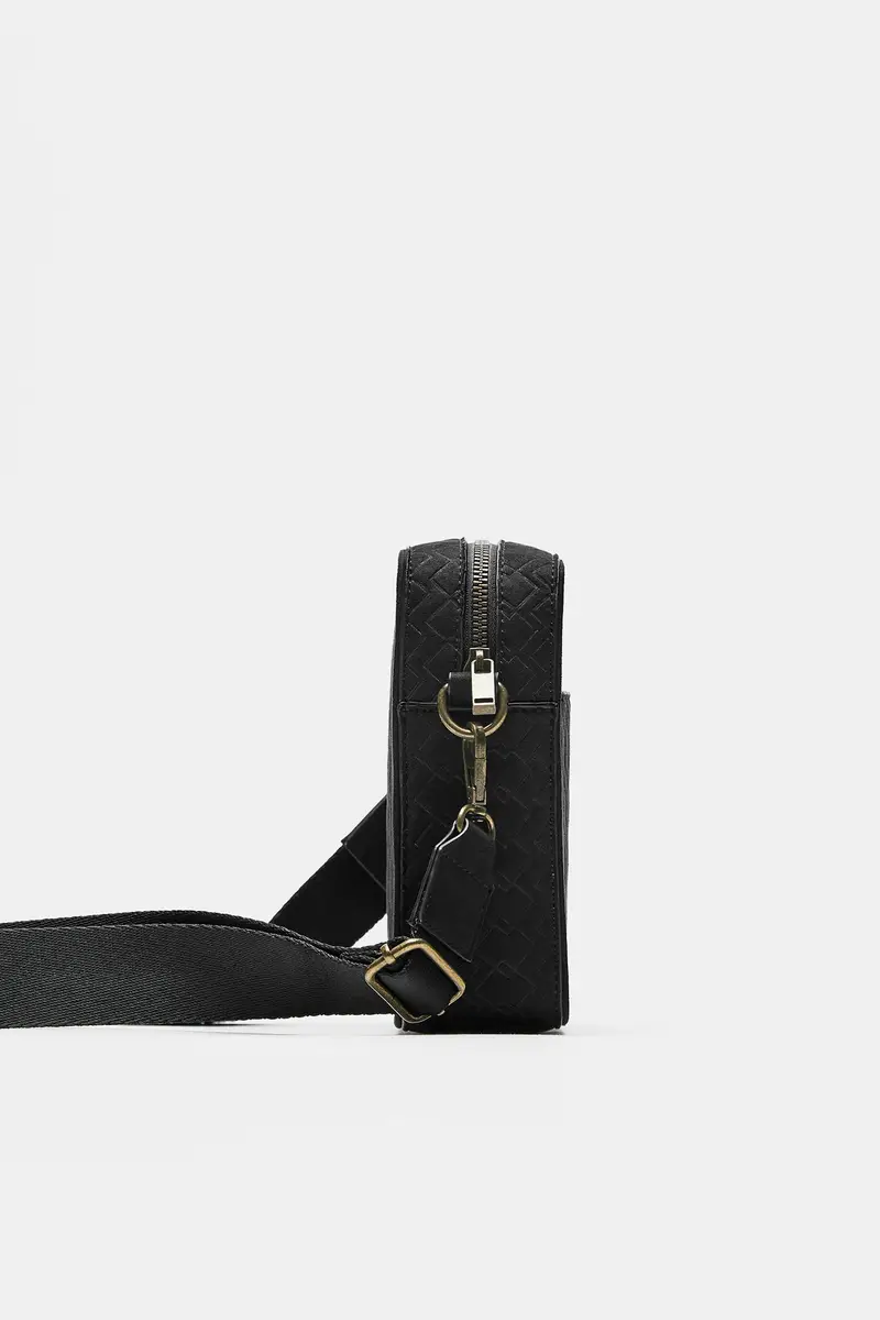 Borsa A Tracolla Con Incisione Stwd Nero miniatura 2